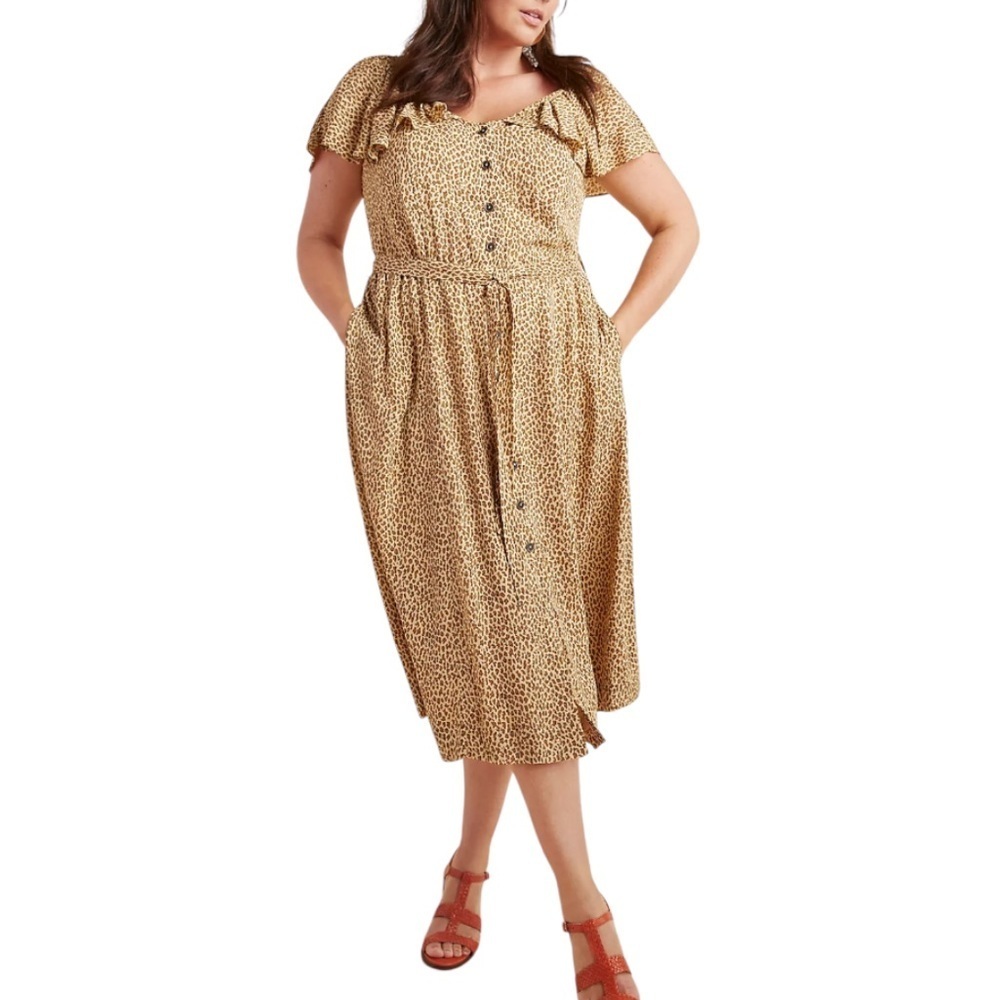 ANTHROPOLOGIE Women’s Bolano Leopard Print Midi Dress - Picture 3 of 16